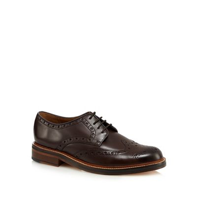 Designer dark brown leather brogue shoes
